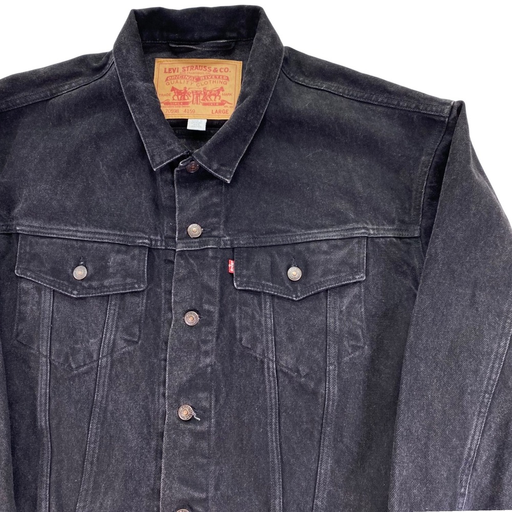 Levi's Denim Trucker Jacket Mens Large Black 70598-4159 Relaxed Fit Vintage 90's